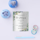 Silver Eucalyptus budget bruiloft uitnodiging Flyer (Enkel)