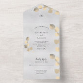 Silver Eucalyptus golden botanical bruiloft All In One Uitnodiging (Binnen)