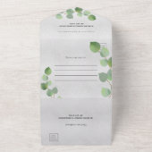 Silver eucalyptus greenery bruiloft all in one uitnodiging (Buitenkant)