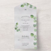 Silver eucalyptus greenery bruiloft all in one uitnodiging (Binnen)