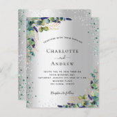 Silver eucalyptus greenery bruiloft-uitnodiging (Voorkant / Achterkant)