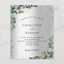 Silver eucalyptus greenery bruiloft-uitnodiging