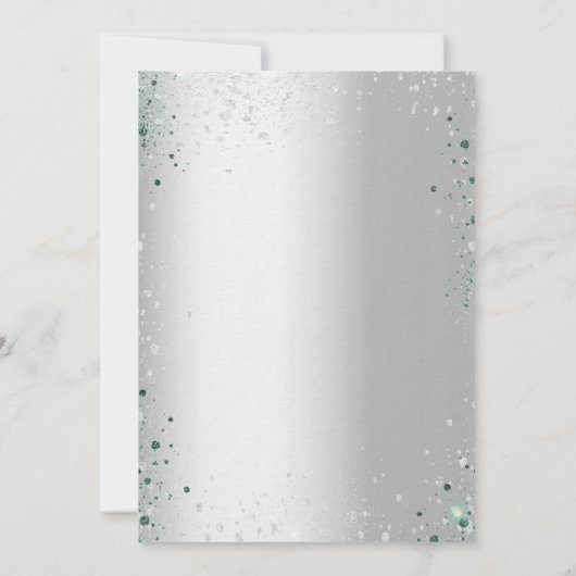 Silver eucalyptus greenery sparkle luxe bruiloft kaart (Achterkant)