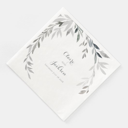 Silver Eucalyptus Greenery Square Dinner Napkins Servet (Hoek)