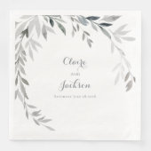 Silver Eucalyptus Greenery Square Dinner Napkins Servet (Voorkant)