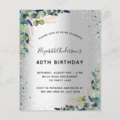 Silver eucalyptus greenery-verjaardagsuitnodiging (Voorkant)