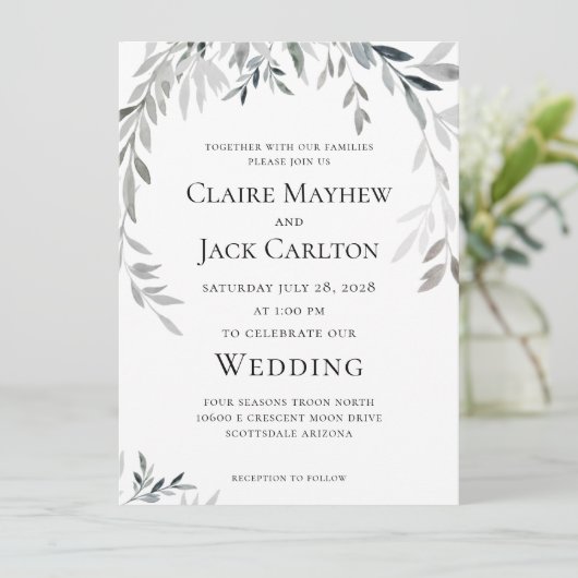 Silver Eucalyptus Greenery Wedding 2 Kaart (Staand voorkant)