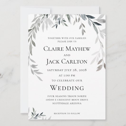 Silver Eucalyptus Greenery Wedding 2 Kaart (Voorkant)