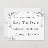 Silver Eucalyptus Greenery Wedding 2 Save the Date Kaart (Voorkant)