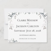 Silver Eucalyptus Greenery Wedding 2 Save the Date Kaart (Achterkant)