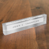 Silver Executive Luxe Professioneel Modern Naambordje (Zijkant)