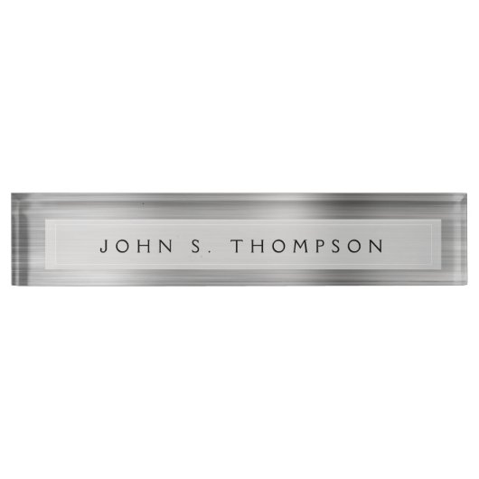 Silver Executive Luxe Professioneel Modern Naambordje (Voorkant)