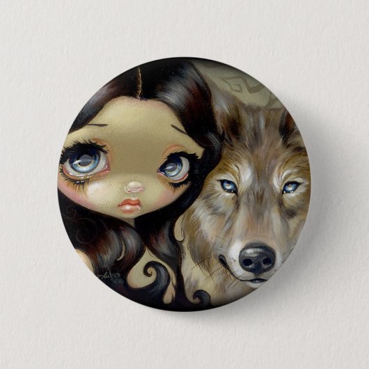 "Silver Eyed Wolf"-Button Ronde Button 5,7 Cm (Voorkant)