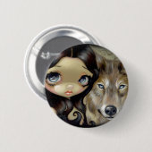 "Silver Eyed Wolf"-Button Ronde Button 5,7 Cm (Voorkant /achterkant)