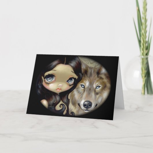 "Silver Eyed Wolf" Greeting Card Kaart (Voorkant)