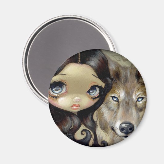 "Silver Eyed Wolf" magneet (Voorkant / Achterkant)
