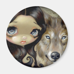 "Silver Eyed Wolf" Magnet