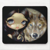 "Silver Eyed Wolf" Mousepad Muismat (Voorkant)