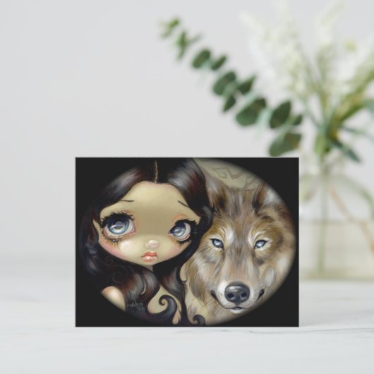"Silver Eyed Wolf" Postcard Briefkaart (Staand voorkant)