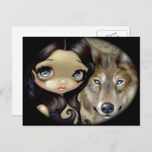 "Silver Eyed Wolf" Postcard Briefkaart (Voorkant / Achterkant)