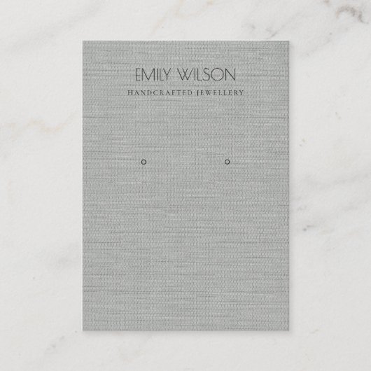 SILVER FABRIC FOLIE KAN TEXTURE EARRING DISPLAY VISITEKAARTJE (Voorkant)