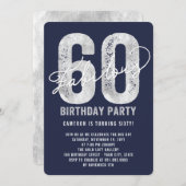 Silver Fabulous 60th Birthday Party Invite Kaart (Voorkant / Achterkant)