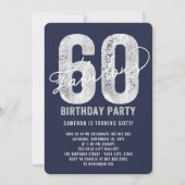 Silver Fabulous 60th Birthday Party Invite Kaart (Voorkant)