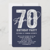 Silver Fabulous 70th Birthday Party Invite Kaart (Voorkant)