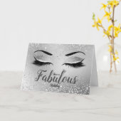 Silver Fabulous Glitter Eyes Standard Birthday Kaart (Gele Bloem)