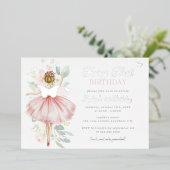 Silver Fairy Eerste 1e Verjaardag Vlinder Folie Uitnodiging (Staand Voorkant)