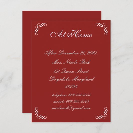 Silver Fairy Tale At Home-kaart (rood) (Voorkant / Achterkant)