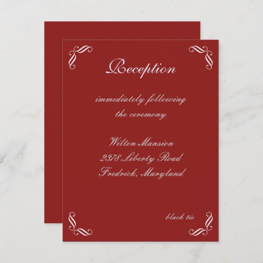 Silver Fairy Tale Reception Card (rood) Kaart (Voorkant / Achterkant)