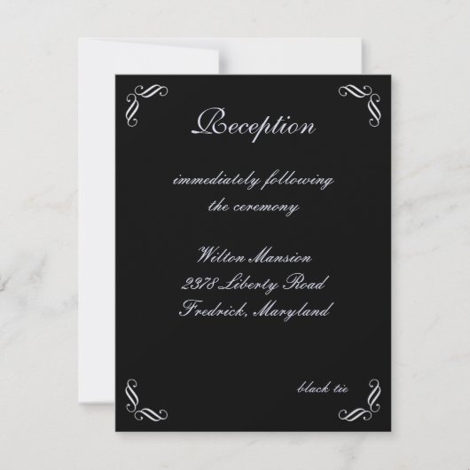 Silver Fairy Tale Reception Card (zwart) Kaart (Voorkant)
