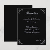 Silver Fairy Tale Reception Card (zwart) Kaart (Voorkant / Achterkant)