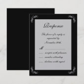 Silver Fairy Tale RSVP (zwart) Kaartje (Voorkant / Achterkant)
