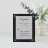 Silver Fairy Tale RSVP (zwart) Kaartje (Staand voorkant)