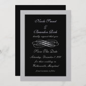 Silver Fairy Tale Save the Date (zwart) (Voorkant / Achterkant)