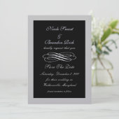 Silver Fairy Tale Save the Date (zwart) (Staand voorkant)