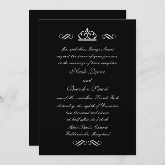 Silver Fairy Tale Wedding Invitation Kaart (Voorkant / Achterkant)