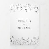 Silver Fairytale Castle Princess Carriage Weduwsch Drieluik Uitnodiging (Cover)