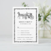 Silver Fairytale Princess Carriage Weduwschap RSVP Kaartje (Staand voorkant)