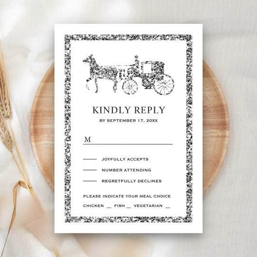 Silver Fairytale Princess Carriage Weduwschap RSVP Kaartje