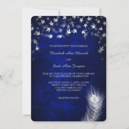 Silver Falling Leaf and Feather Wedding Kaart