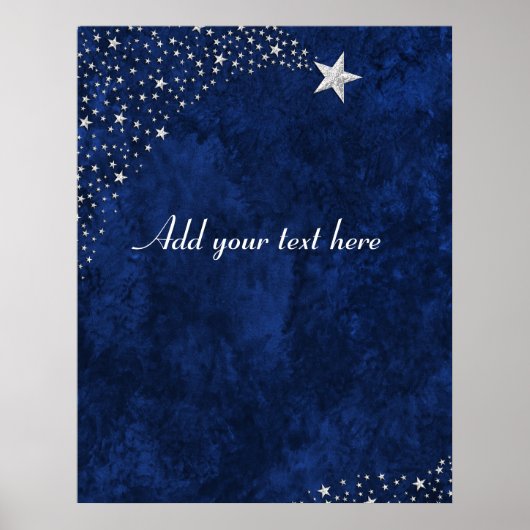 Silver Falling Stars Blue Poster (Voorkant)