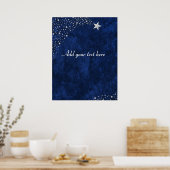 Silver Falling Stars Blue Poster (Keuken)
