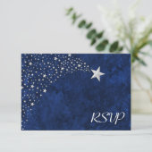Silver Falling Stars RSVP Kaartje (Staand voorkant)