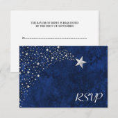 Silver Falling Stars RSVP Kaartje (Voorkant / Achterkant)