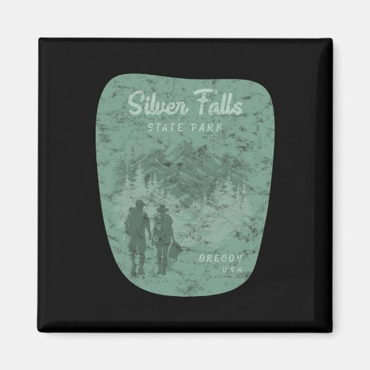 Silver Falls State Park Oregon Wandelen Retro Vint Magneet (Voorkant)