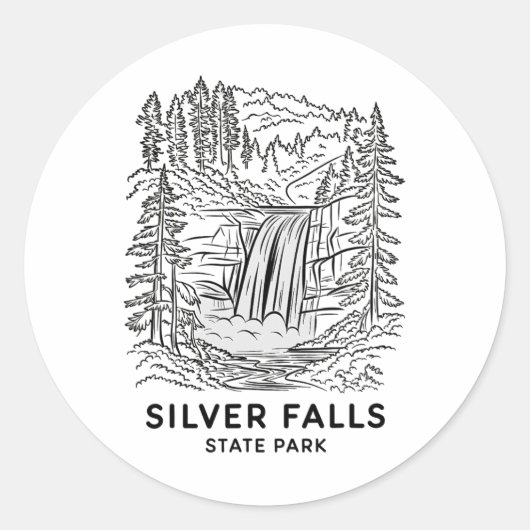 Silver Falls State Park Oregon Waterval Kamperen S Ronde Sticker (Voorkant)