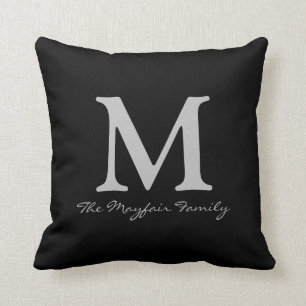 Silver Family Monogram en Naam Kussen